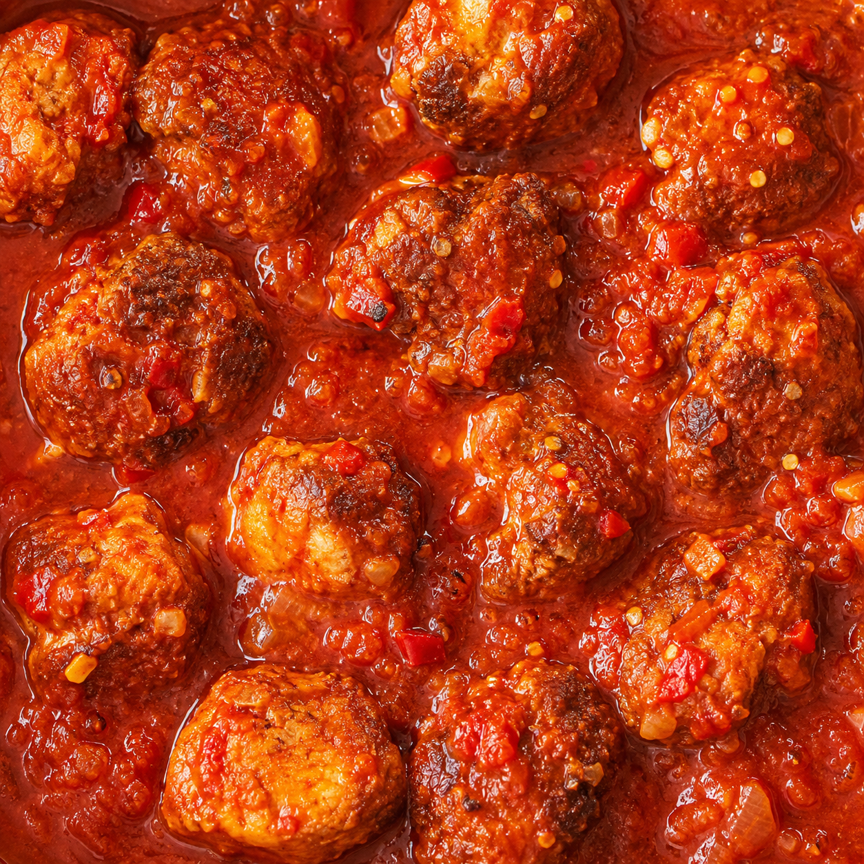 Stewed beefballs — Beefballs simmered slowly in pepper stew